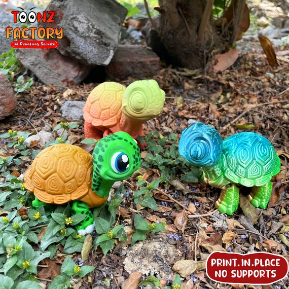 Cute Flexi Turtle 3D Model, Articulated Print-in-place (digital