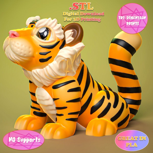 Cute Tiger Toy /3D Print Instant Download/3D Printed Toy/kid toys/Tiger Toy/table decoration