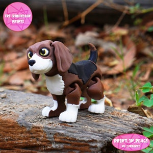 Flexi Beagle Dog Print In Place Toy /3D Print Instant Download/3D Printed Dog/3d printed Beagle/articulated dog