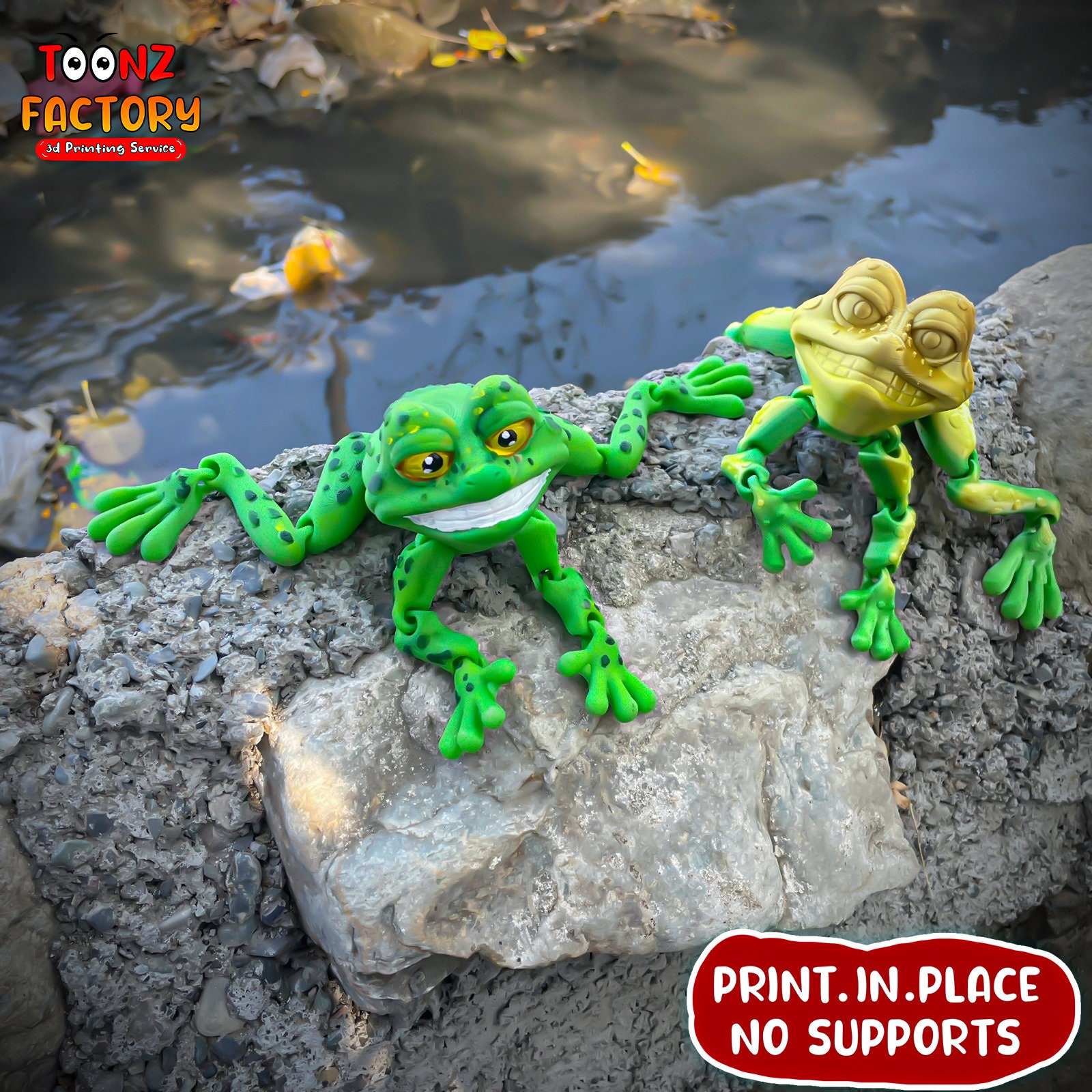 Flexi Toad Print in Place Toy / 3D Print Instant Download/3d