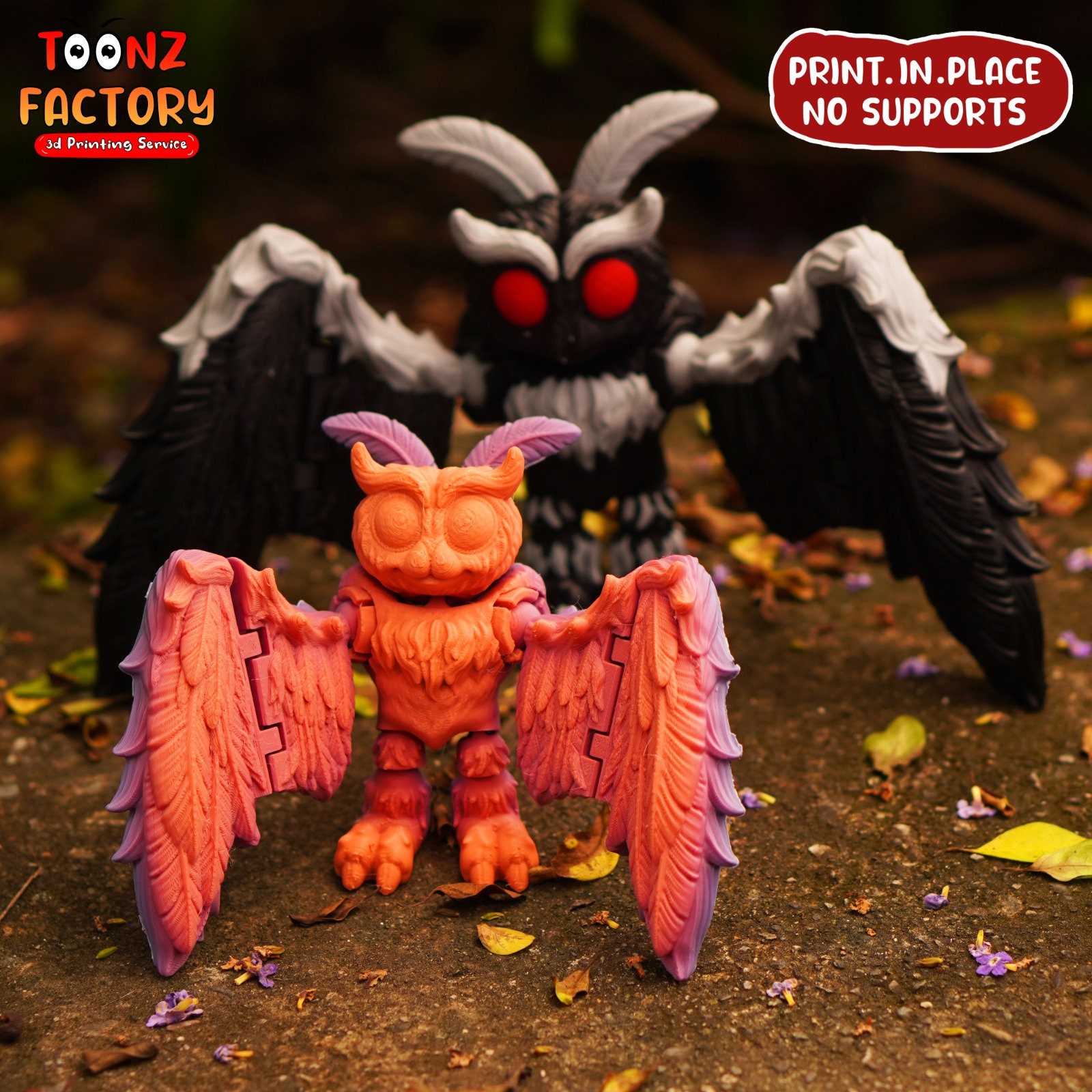 Flexi Mothman 3D Print, Articulated Cryptid Figure (instant