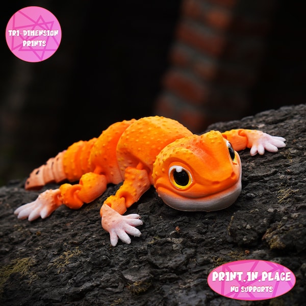 Flexi Leopard Gecko Print In Place Toy /3D Print Instant Download/3D Printed Gecko/leopard gecko 3dprint/articulated gecko