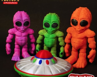 Cute Flexi Alien/3D Print Instant Download/3D Printed Alien/3d printed UFO/articulated Alien/Alien3dprint