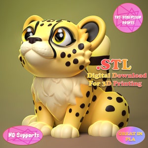 Süßer Gepard Spielzeug / 3D Druck Sofortiger Download/3D gedrucktes Spielzeug / Gepard / Cheetah toy