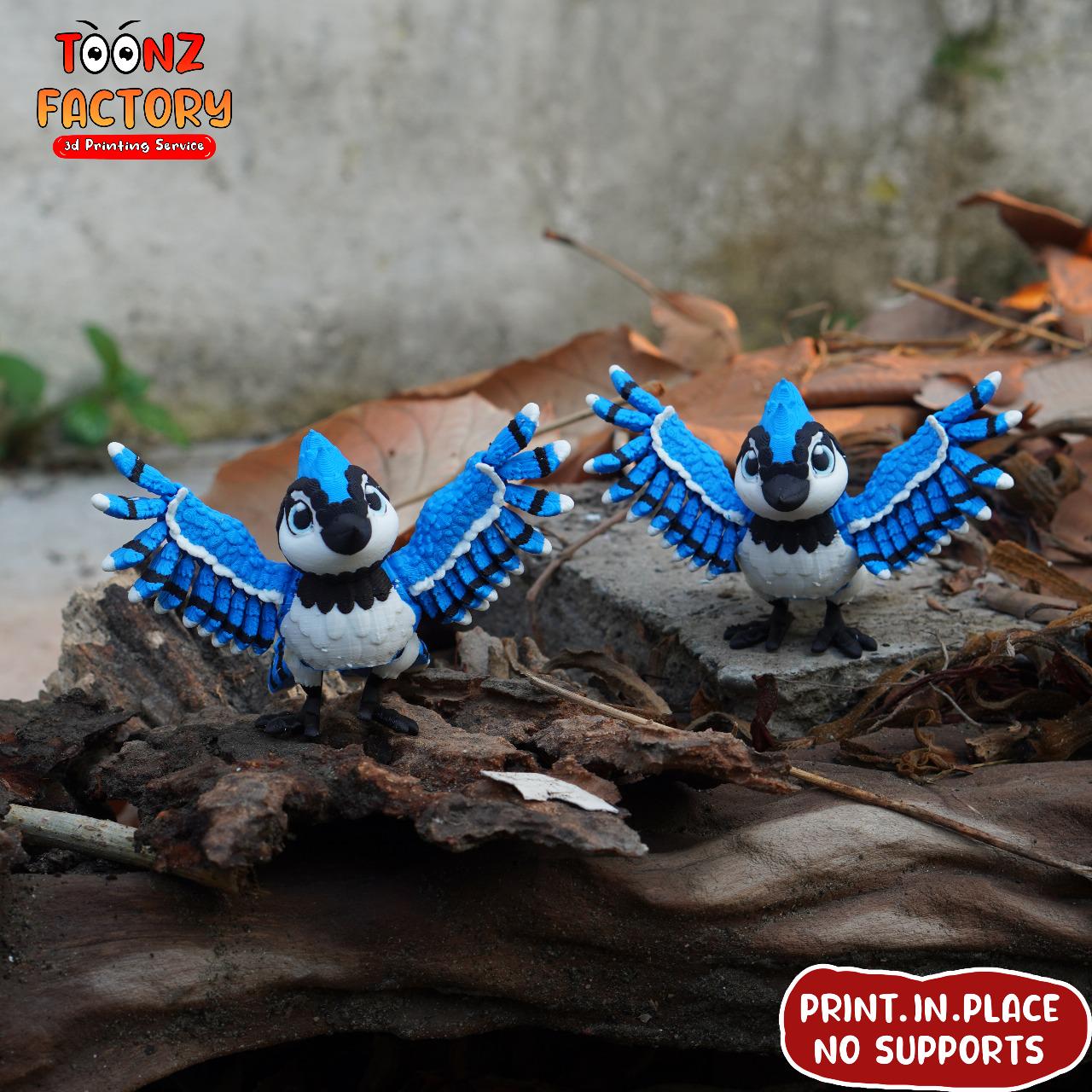 Flexi Blue Jay: Articulated 3D Printed Bird Toy (instant Download