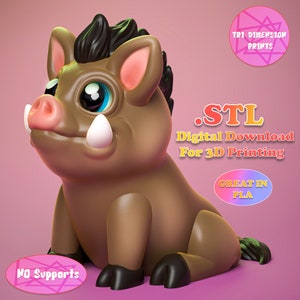 Simpatico giocattolo cinghiale/Download istantaneo stampa 3D/Giocattolo stampato 3D/Stampa 3d cinghiale/Giocattolo cinghiale/decorazione da tavolo