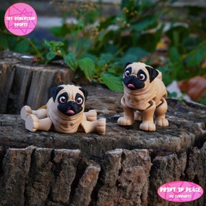 Print-In-Place Cute Flexi Pug Dog Articulated / 3D Print Instant Download/3D Printed Toy/dog articulated/ flexi pug