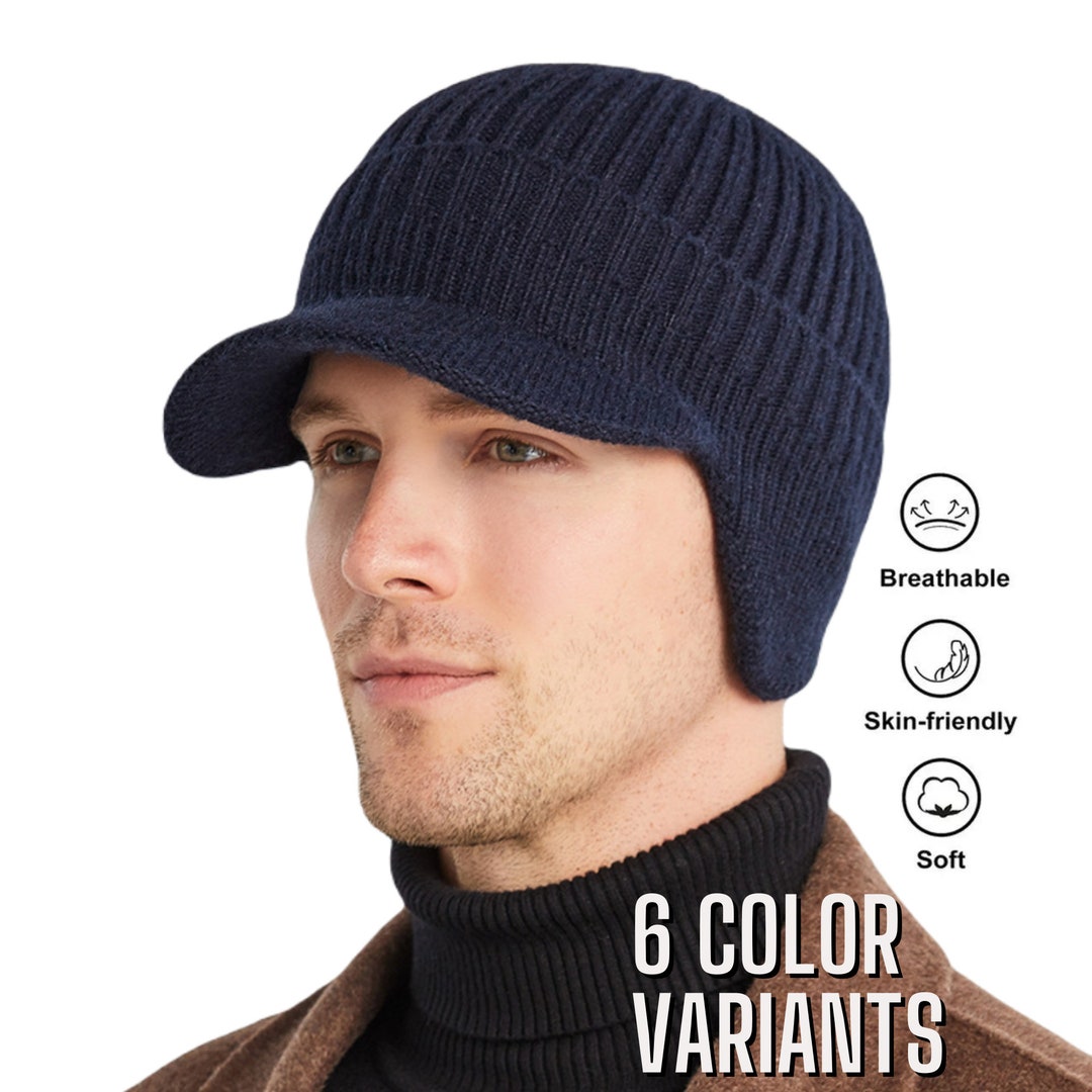 Outdoor Warm Ear Protection Knitted Hat, Baseball Cap, Winter Hats, Man ...
