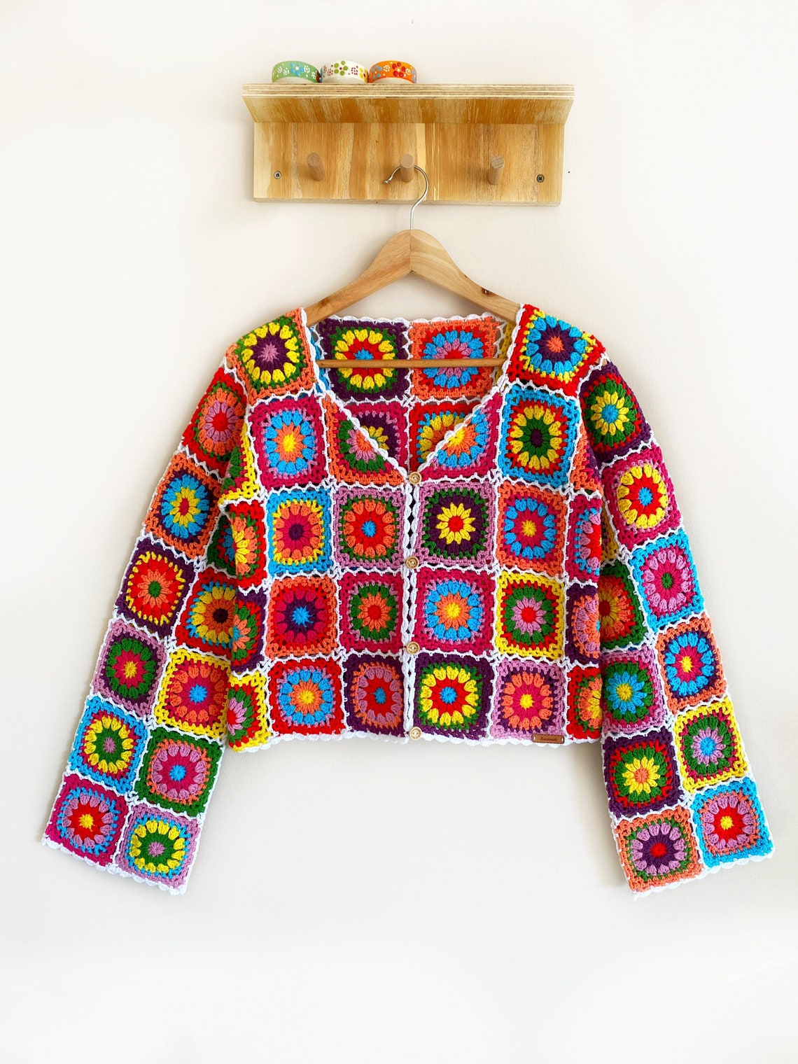 Crochet Granny Square Cardigan Crochet Cardigan Colorful Etsy