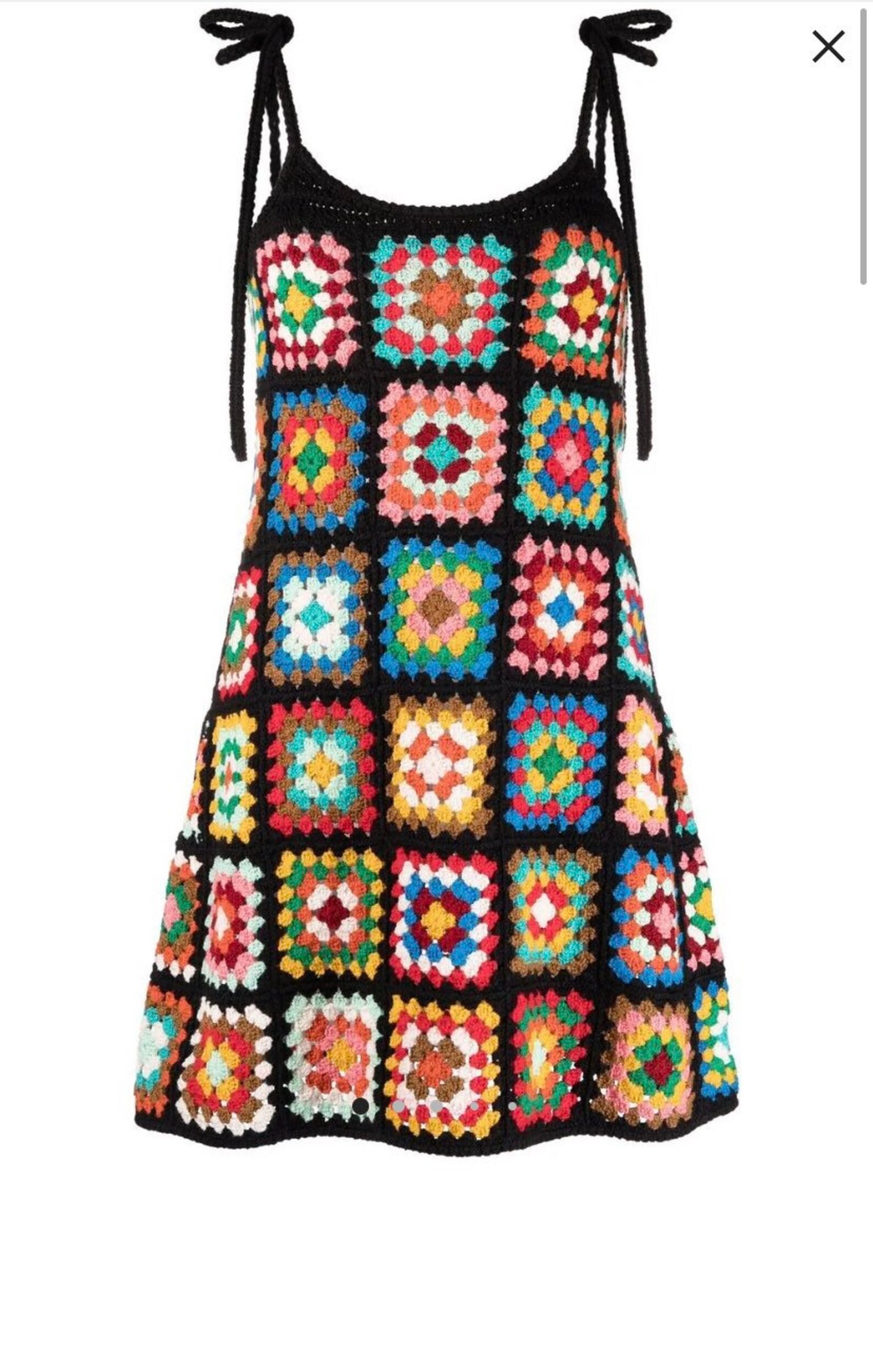 Crochet Granny Square Dress Crochet Dress Black Colorfull Etsy