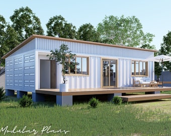 Progetti per case container moderne da 3x40' / Case container con 2 camere da letto / Progetti completi per permessi per case container / Case container con progetti per uffici