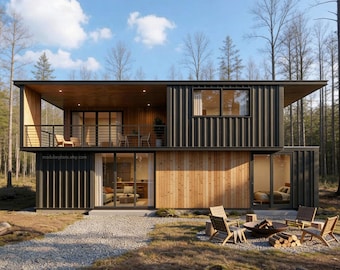 3x40' 3x20' Container Home Plans | 2 Bedroom Container House |Container Home Architectural Plans | Shipping Container Floor Plan - PDFs&CAD