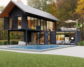 4x40' Container Home Plans | Architectural Plans | 2 Bed Container House Permit Plans | 2 Level Container House | House Floor Plans