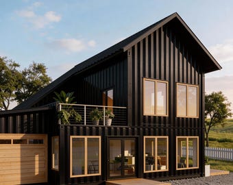 Modern 2 Level House with Garage | 3 Bedroom House Plans | 1630SF Farmhouse Plans | Container House Architectural Plans | Barndominium Plans