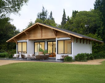 4x20&#39; Container Home Plans | 2 Bed 2 Bath Architectural Plans | 720 SF Modern Container Home | Tiny Home Plans | Container House Floor Plans