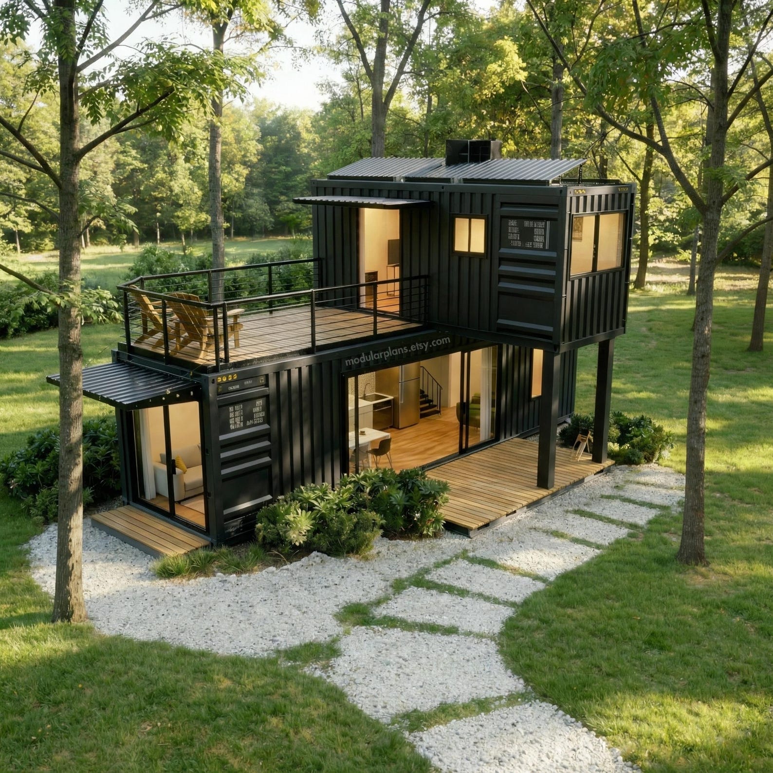 40' 20' Container House Plans | 2 Bed Small House Plans | Tiny House ...