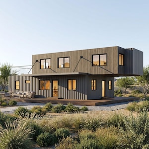 6x40' Container Home Pläne | 4 Schlafzimmer, modernes Design (PDFs & CAD)