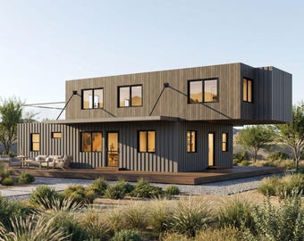 6x40' Container Home Plans | 4 Bedroom Modern Design (PDFs & CAD)