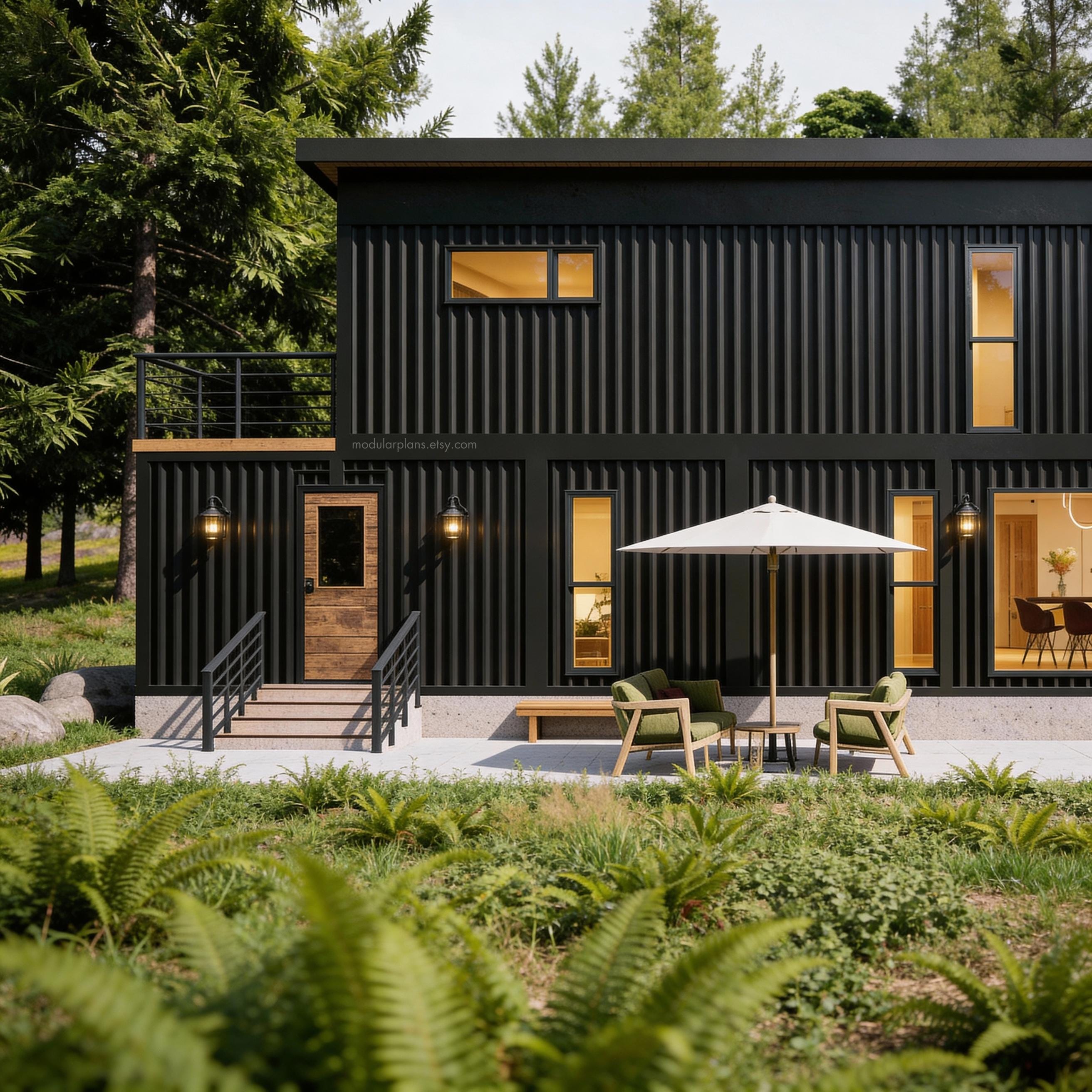 4x40' Container Home Plans | 2 Level Container House Plan | Modern ...