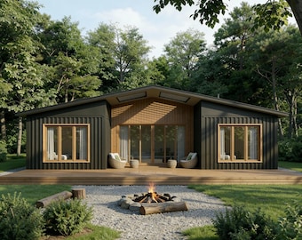 4x40' Container House Plans | 3 Bed Container Home | Barn Shipping Container | Barndominium Floor Plans | Architectural Plans - PDFs