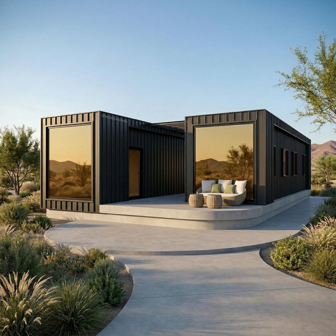 Planta de casa container 2x40' – Projeto arquitetônico de casa modular ...
