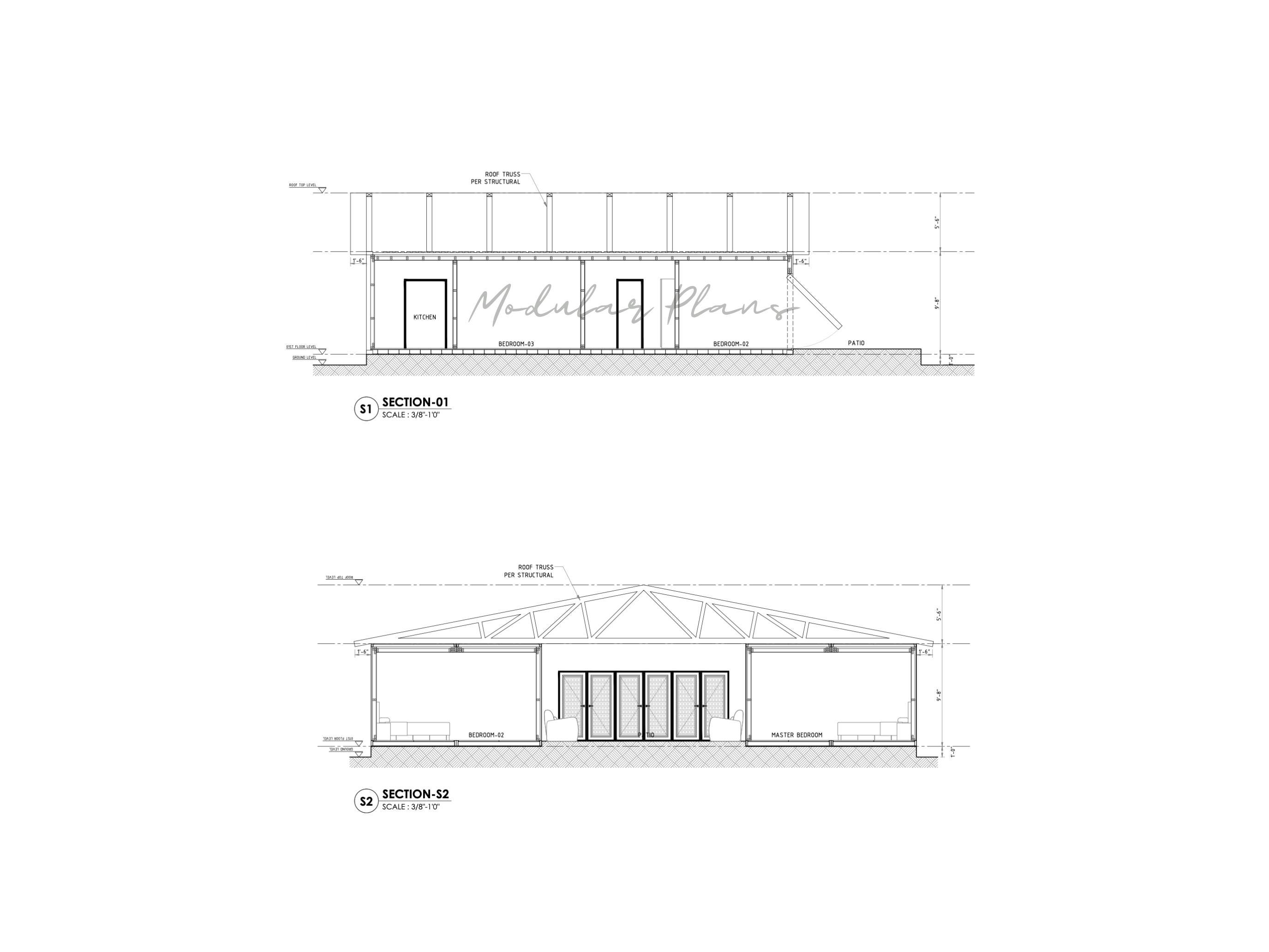 3 Bed Container Home Plans | Architectural Floor Plans | 2080SF Modern ...