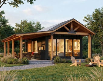 2x40' Container Home Plans | 2 Bed 1 Bath Container Plans | 640SF Container Home Blueprints | Shipping Container Floor Plan - PDFs&CAD