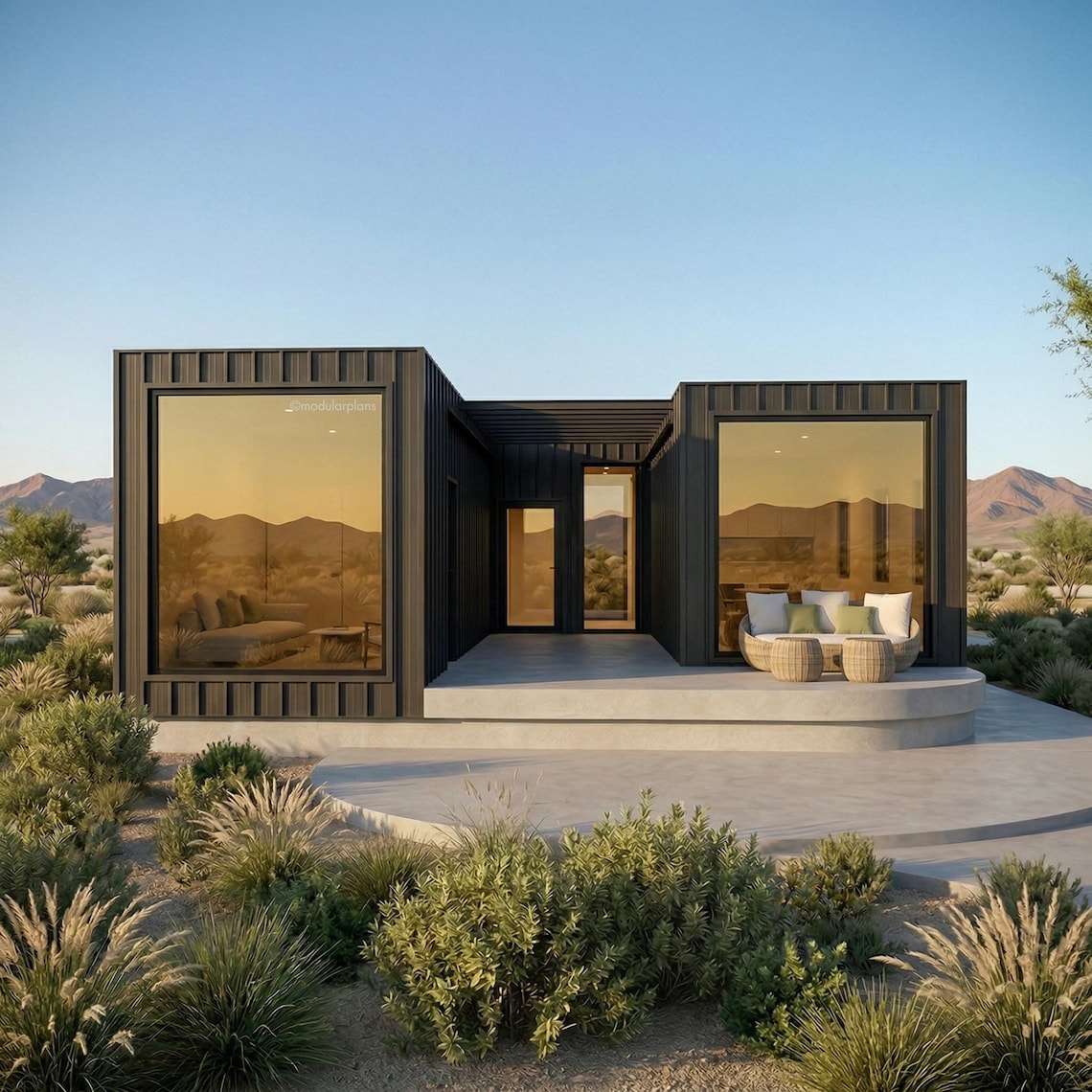 2x40' Container Home Plans – 2 Bed 2 Bath Modular Home Architectural ...