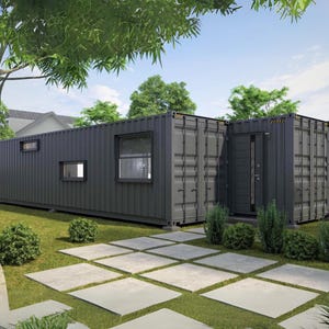 2 x 40 ft Container Home Plannen | Plannen voor containerwoningen met 2 slaapkamers | Architectonische plannen | Plattegronden 640 SF modern containerhuis | CAD+pdf