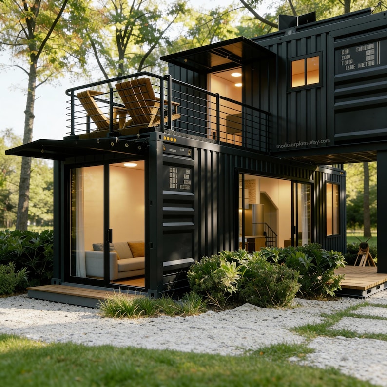 40' 20' Container House Plans | 2 Bed Small House Plans | Tiny House ...