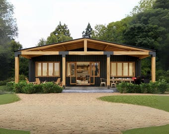 3x40' Container Home Plans | 3 Bed 2 Bath Modern Container House | 960SF Container Home Blueprints - Shipping Container House  Floor Plans