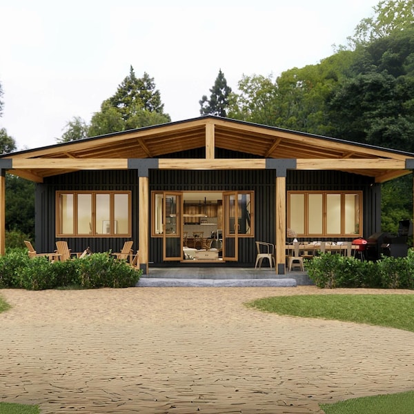 3x40' Container Home Plans | 3 Bed 2 Bath Modern Container House | 960SF Container Home Blueprints - Shipping Container House  Floor Plans