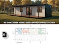 40' Container Home Plans - Full Set Architectural Plans - 360SF Modular Container Home Blueprints - 40 feet Container Home Floor Plan