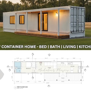 Planos de casas contenedor de 40 pies / Planos de casas contenedor de 1 habitación / Casa contenedor moderna de 320 pies cuadrados / Planos de casas contenedor / Casa contenedor de envío
