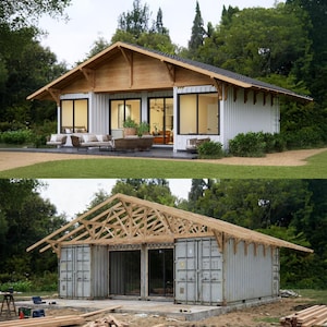 4x20' Container Home Plans | 2 Bed 2 Bath Architectural Plans | 720 SF Modern Container Home | Tiny Home Plans | Container House Floor Plans