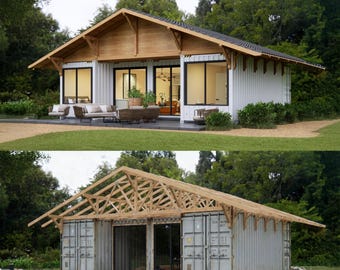 4x20' Container Home Plans | 2 Bed 2 Bath Architectural Plans | 720 SF Modern Container Home | Tiny Home Plans | Container House Floor Plans
