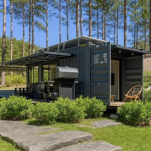Planritningar för containerhus på 6 meter - Planritningar för modulära minihus på 14 kvadratmeter - Planritning för containerhus på 6 meter - Komplett arkitektonisk uppsättning - PDF CAD