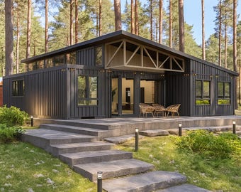 5x40' Container House Plans | 3 Bed Farm House Plans | Barndominium Plans | Shipping Container Architectural Plans - PDFs CAD