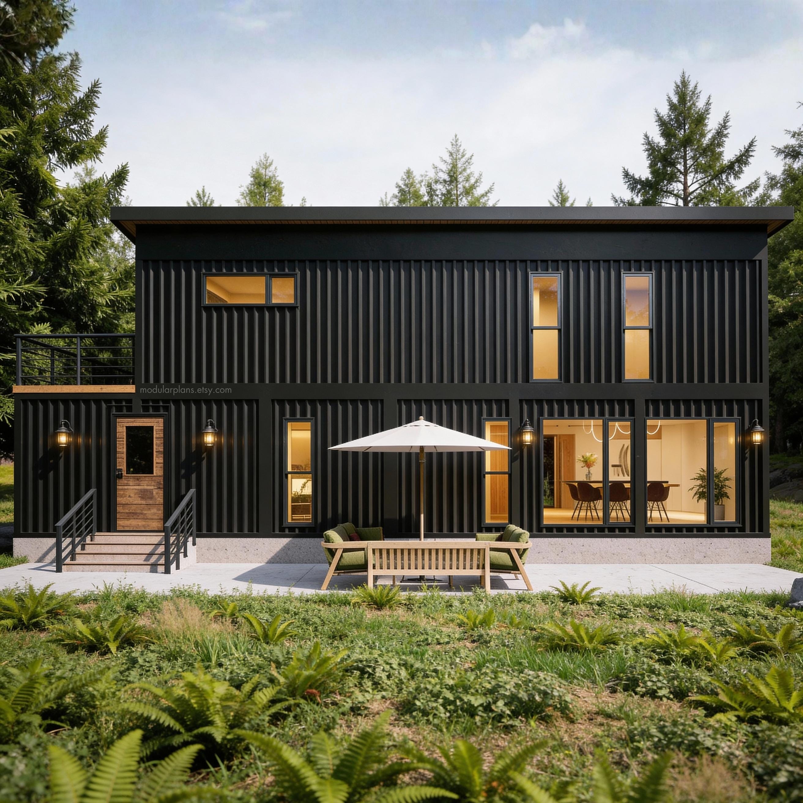 4x40' Container Home Plans | 2 Level Container House Plan | Modern ...