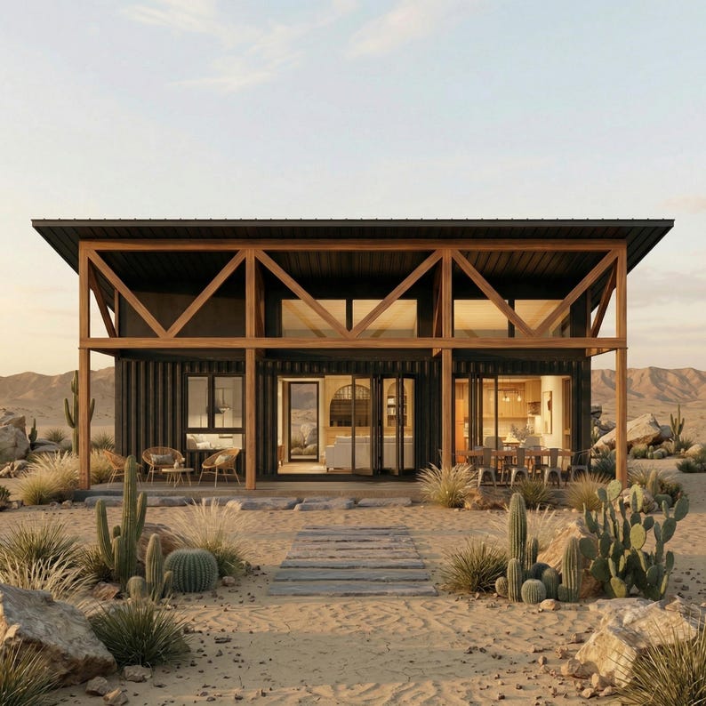 Storage Container Barnominium 5x40' Container House Plans | 3 Bed 3 Bath Container Home | Barn ...