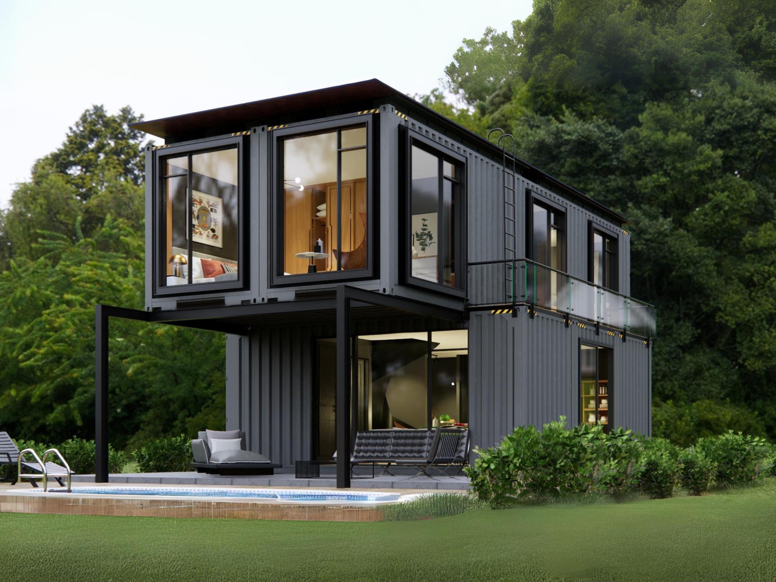 2 Bedroom Container Home Plans | Architectural Plans | 1120SF Modern Container Home Blueprints | 3x20' & 2x40' Container House Floor Plans