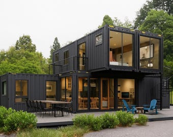 4x40' Container Home Plans | 3 Bedroom Container House | Container Home Architectural Plans | Shipping Container Floor Plan - PDFs&CAD