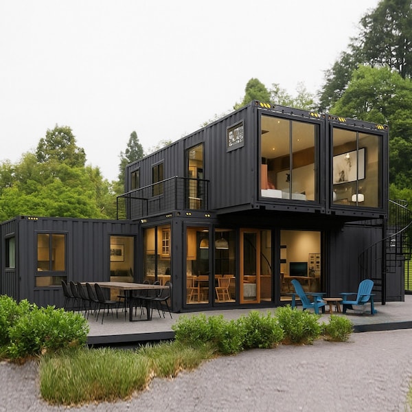 4x40' Container Home Plans | 3 Bedroom Container House | Container Home Architectural Plans | Shipping Container Floor Plan - PDFs&CAD