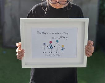 Family Button People Gift Frame (Personalised Unique New Home Gift Mothers Day Gift Christmas)