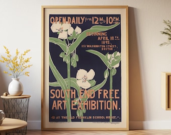 Art Nouveau Exhibition Poster: Vintage Floral Wall Art - Etsy