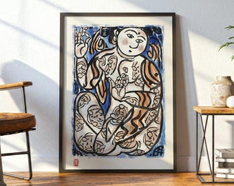 Munakata Shikō Japanese Woodblock Print: Mid-Century Modern Zen Art