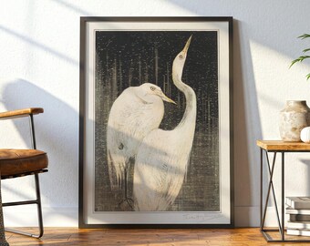 サギの鳥の壁掛けアート：サギの鳥のプリント、サギのヴィンテージ野生動物ポスター（1878年～1905年）
