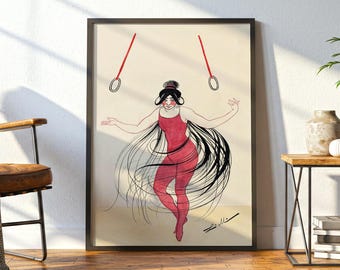 Vintage Circus Wall Art, Art Deco Performer Print, Acrobat Poster