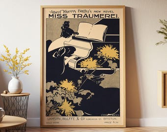 Ethel Reed Art Nouveau Print: Woman at Piano, Miss Traumerei Poster