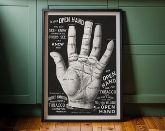 Póster de quiromancia: Arte mural vintage de quiromancia, lámina para adivinación